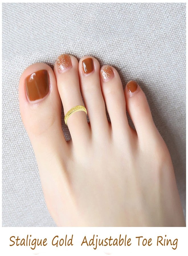 Staligue 20pcs Adjustable Toe Rings Set for Women Fingers Joint Tail Summer Beach Arrow Flower Open Rings Foot Jewelry (Golden) - Image 5